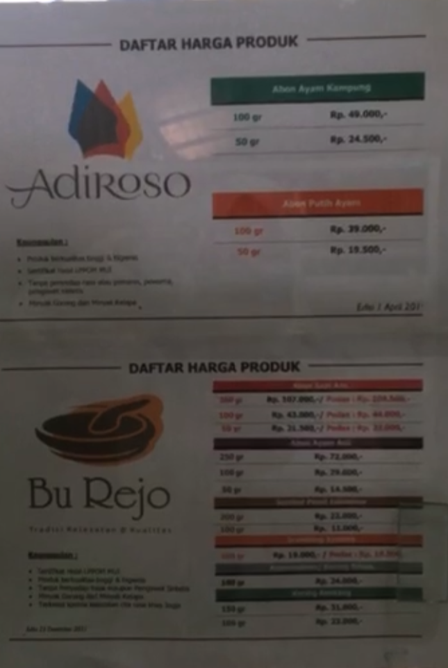 Harga Abon Bu Rejo